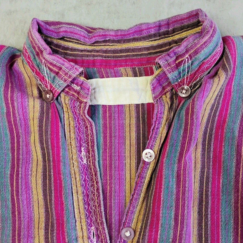 Vintage Bohemian Tunic Womens Small Striped Elephant Embroidered Hippie 70s Boho - Picture 12 of 15